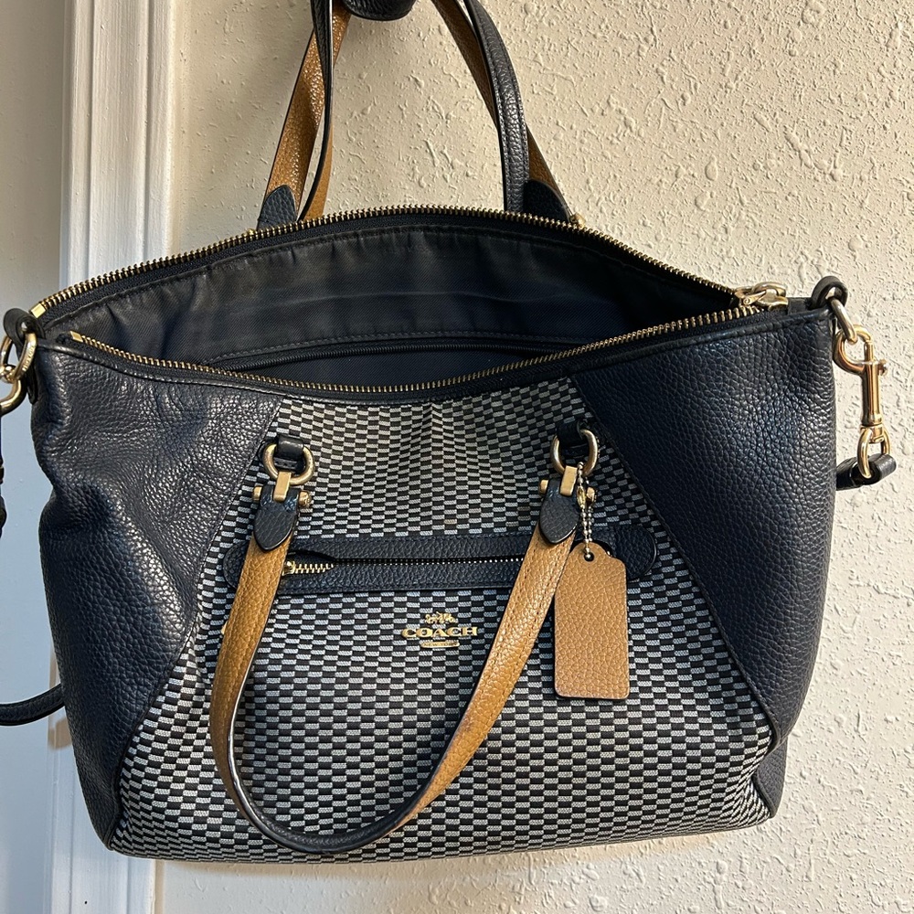 Coach Black and Brown Checkered Tote